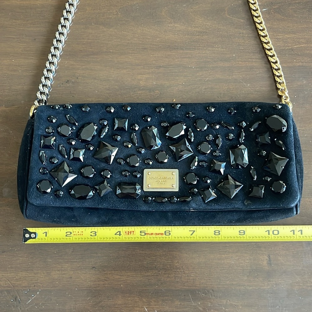 DOLCE & GABBANA EVENING BLACK SUEDE BAG - Picture 11 of 14